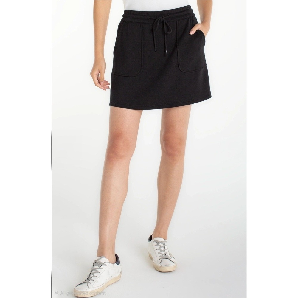 Liverpool Pull On Stretch Knit Skort Womens Small Skirt+Shorts Black Athletic